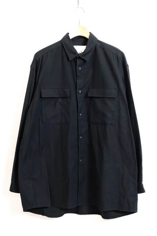 RW / MOLESKIN LONG SLEEVES WIDE SHIRT - BLACK 