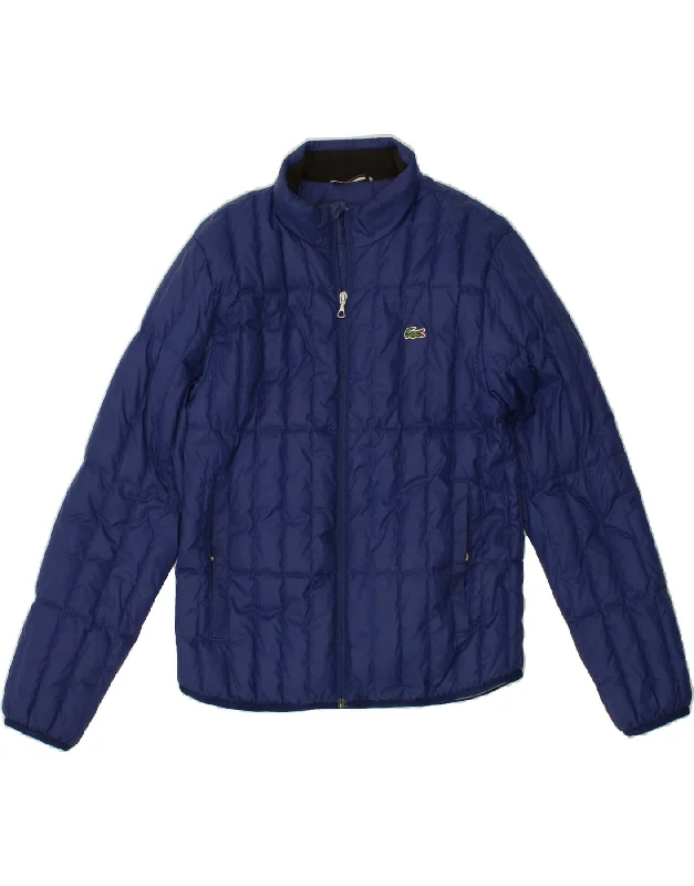 LACOSTE Womens Padded Jacket UK 14 Medium Blue Polyester