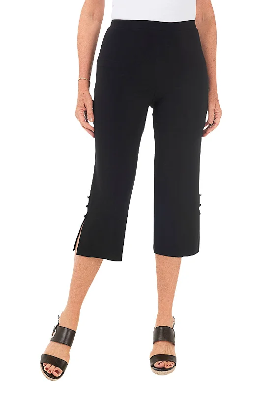 Wide Leg Triple Button Capri Pant