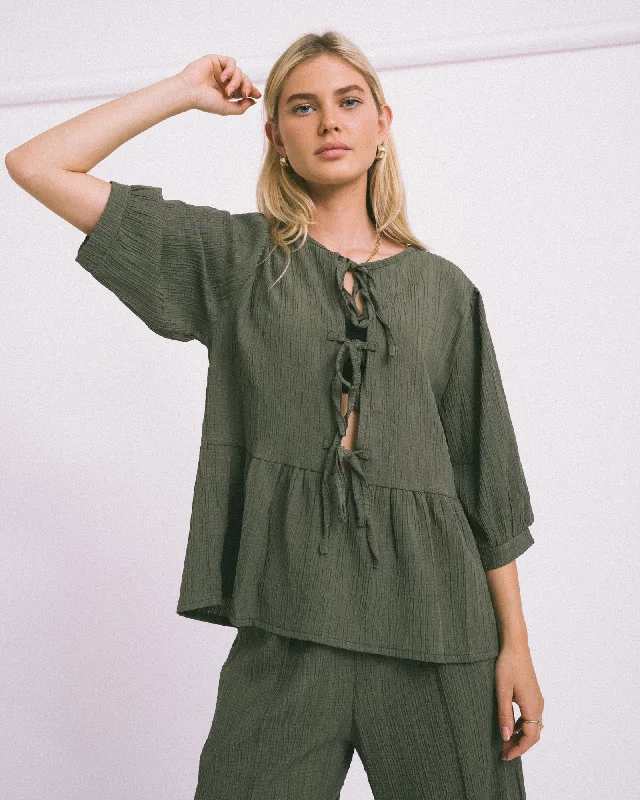 TILTIL Miriam Blouse Tie Army