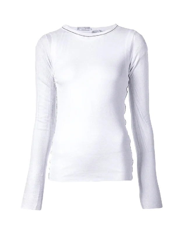 Gauze Overlay Fitted Shirt