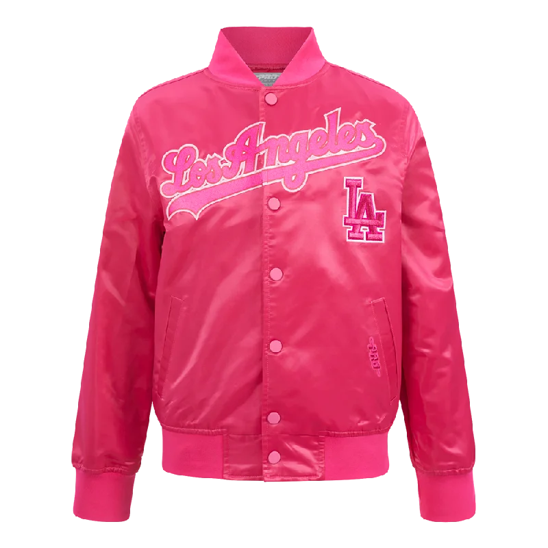 LOS ANGELES DODGERS TRIPLE PINK BIG GIRLS SATIN JACKET (BEETROOT PURPLE)