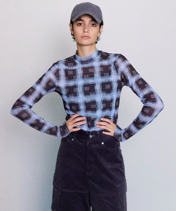 FOCUS CHECKERED TURTLENECK TOPS