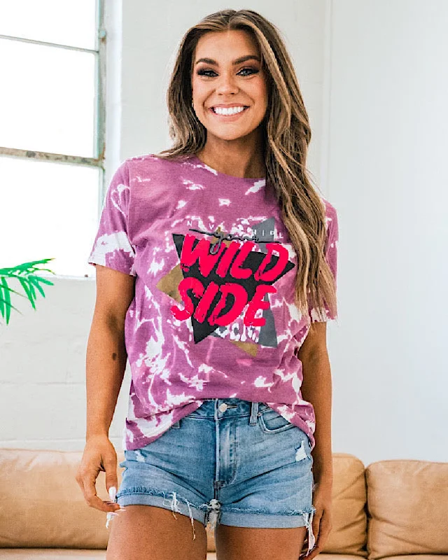 Wild Side Magenta Bleached Tee FINAL SALE