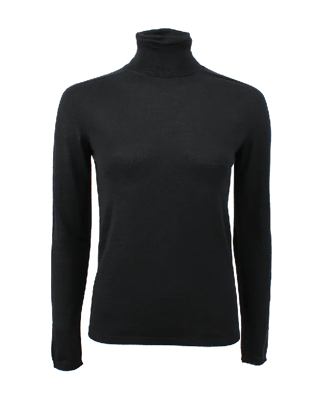 Black Fitted Cashmere Turtleneck