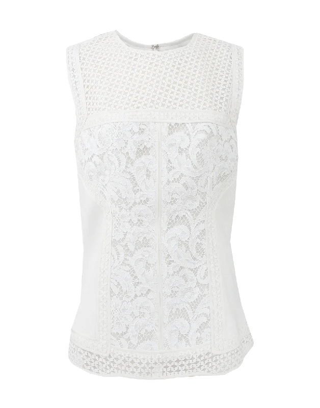 Mixed Lace Silk Top