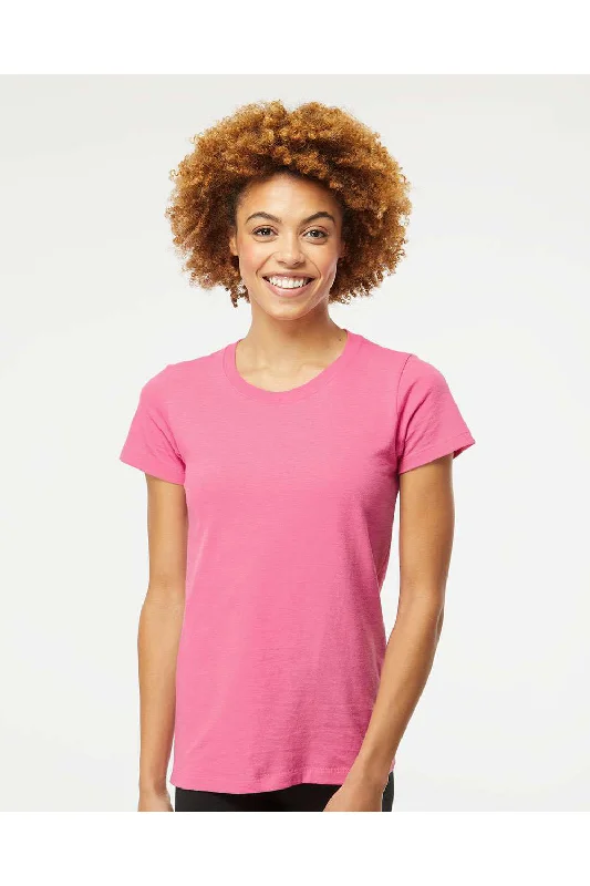 M&O Womens Gold Soft Touch Short Sleeve Crewneck T-Shirt - Azalea Pink