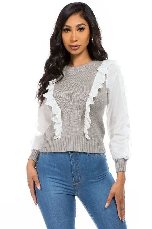 Gabriella Knit sweater with ruffles around