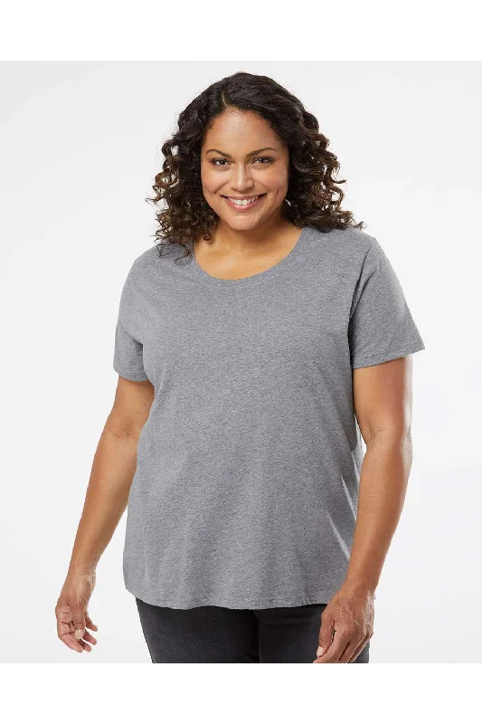 LAT Womens Curvy Collection Fine Jersey Short Sleeve Crewneck T-Shirt - Heather Granite Grey - Closeout