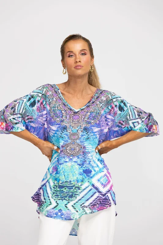 INDIGO SUMMER - KAFTAN TOP (Shorter Style)