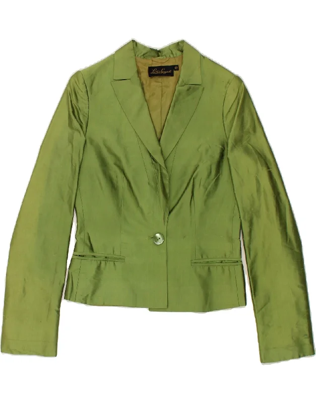 LUISA SPAGNOLI Womens 1 Button Blazer Jacket IT 40 Small Green Silk