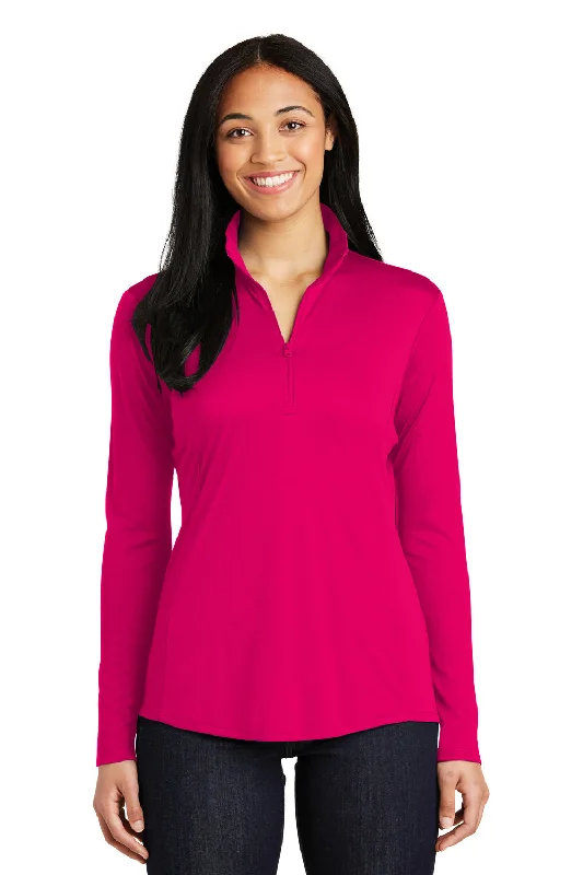 Sport-Tek Womens Competitor Moisture Wicking 1/4 Zip Sweatshirt - Raspberry Pink - Closeout