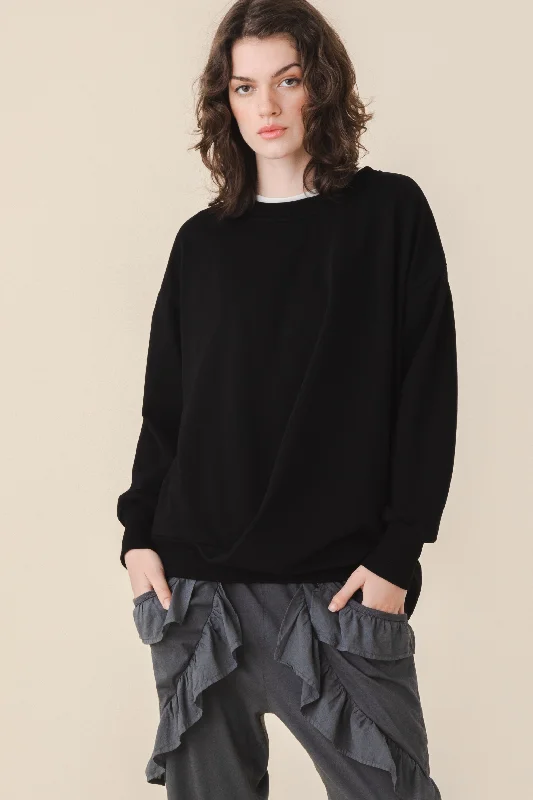 Draped Sweatshirt in Black