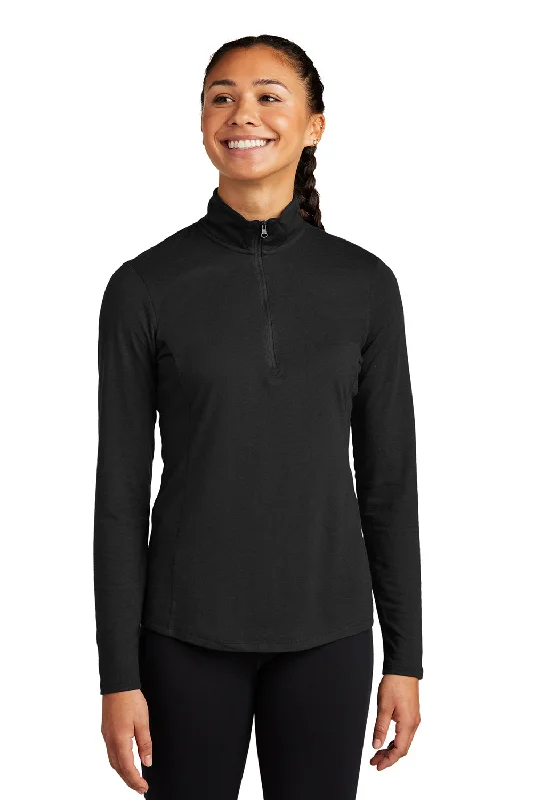 Sport-Tek Womens Moisture Wicking 1/4 Zip Sweatshirt - Black