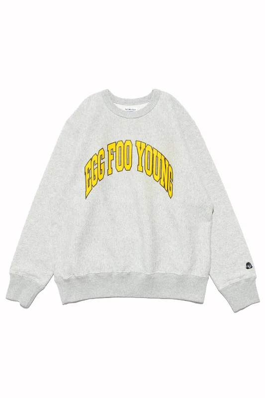 TACOMA FUJI RECORDS / HOT DOG COLLEGE LOGO SWEATSHIRT designed by Shuntaro Watanabe-Heather Gray