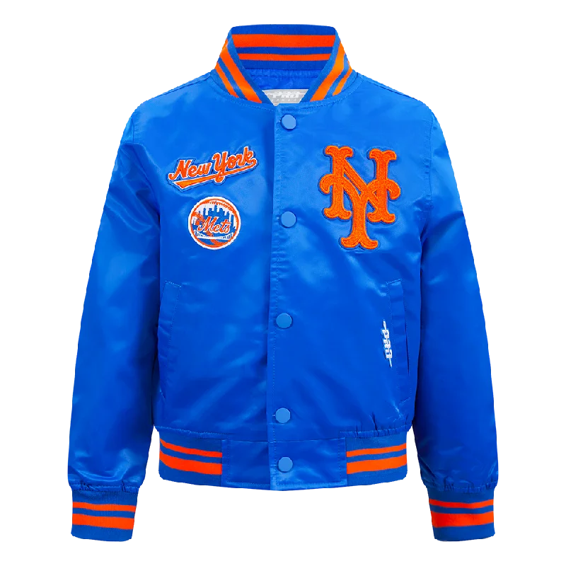 NEW YORK METS RETRO CLASSIC BIG BOYS RIB SATIN JACKET (ROYAL/ORANGE/ROYAL)