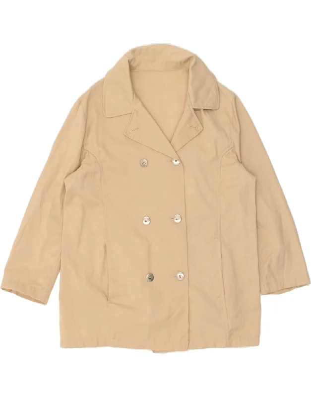 SERGIO TACCHINI Womens Double Breasted Coat IT 44 Medium Beige Cotton