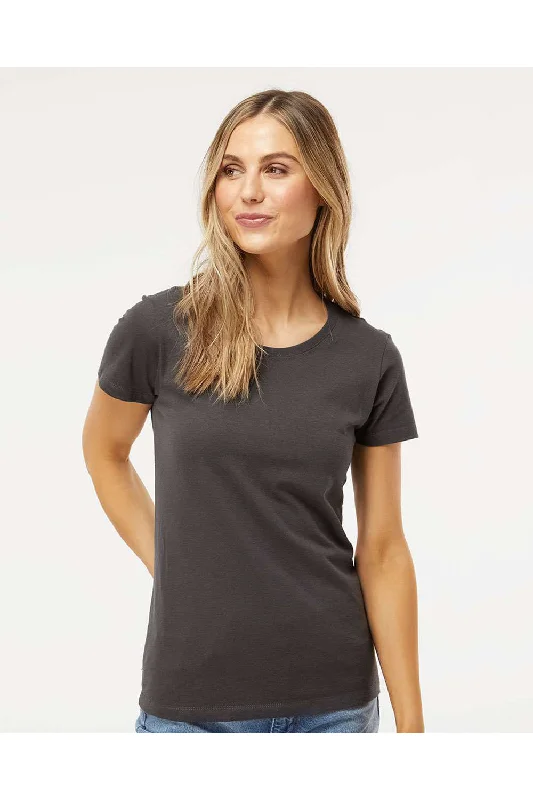 M&O Womens Gold Soft Touch Short Sleeve Crewneck T-Shirt - Charcoal Grey