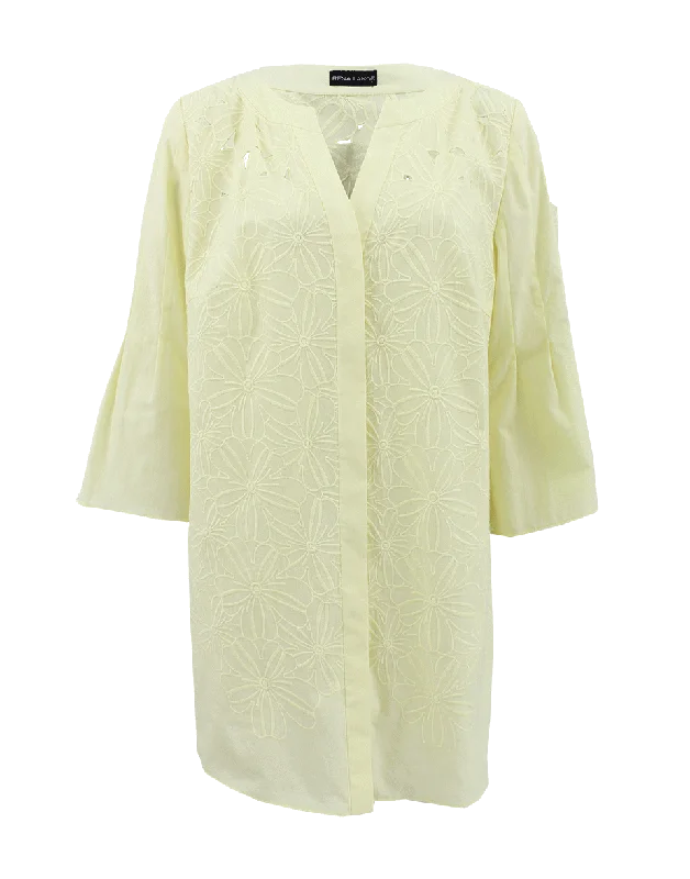 Three-Quarter Sleeve Floral Tunic