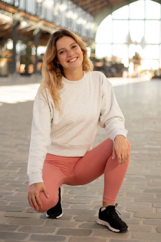 White Stone Cropped Round Neck Sweatshirt