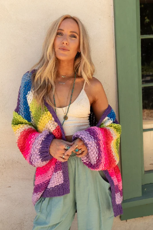 Wrapped up in Color Knit Cardigan - Purple Multi