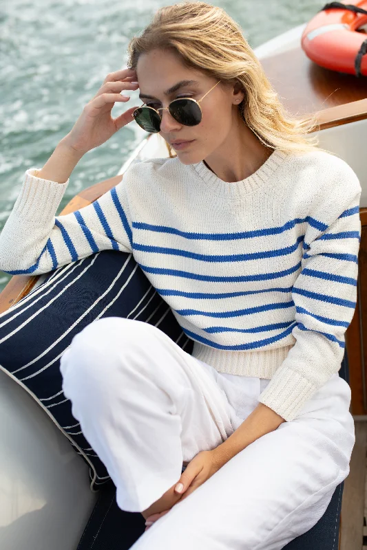 Lake Sweater - White/Tidal Blue