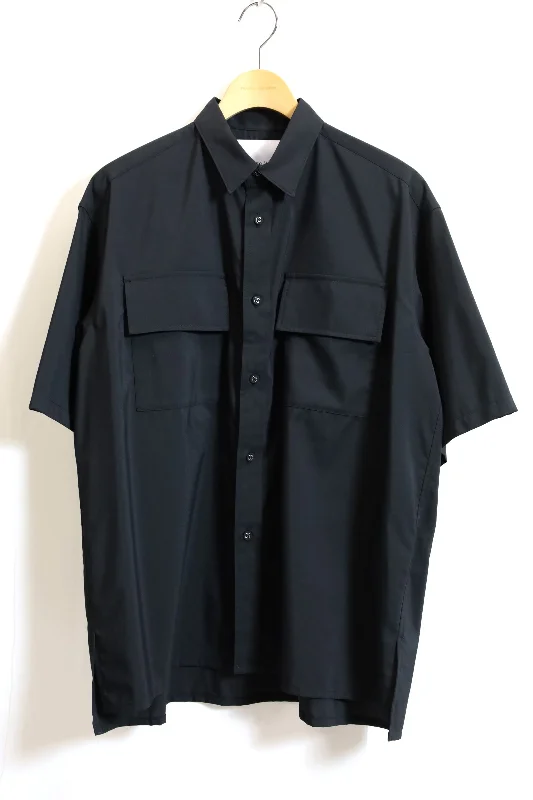 RW / REGULAR COLLAR HALF SLEEVE SHIRT-RW2471103-BLACK 