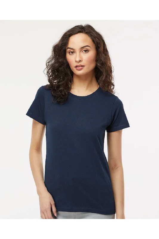 M&O Womens Gold Soft Touch Short Sleeve Crewneck T-Shirt - Deep Navy Blue