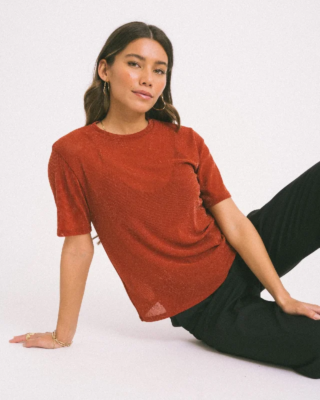 TILTIL Glittery Mesh Top Rust