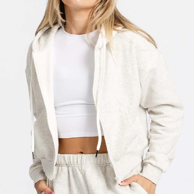 Women's Reset Full-Zip Crop Hoodie | Oatmeal