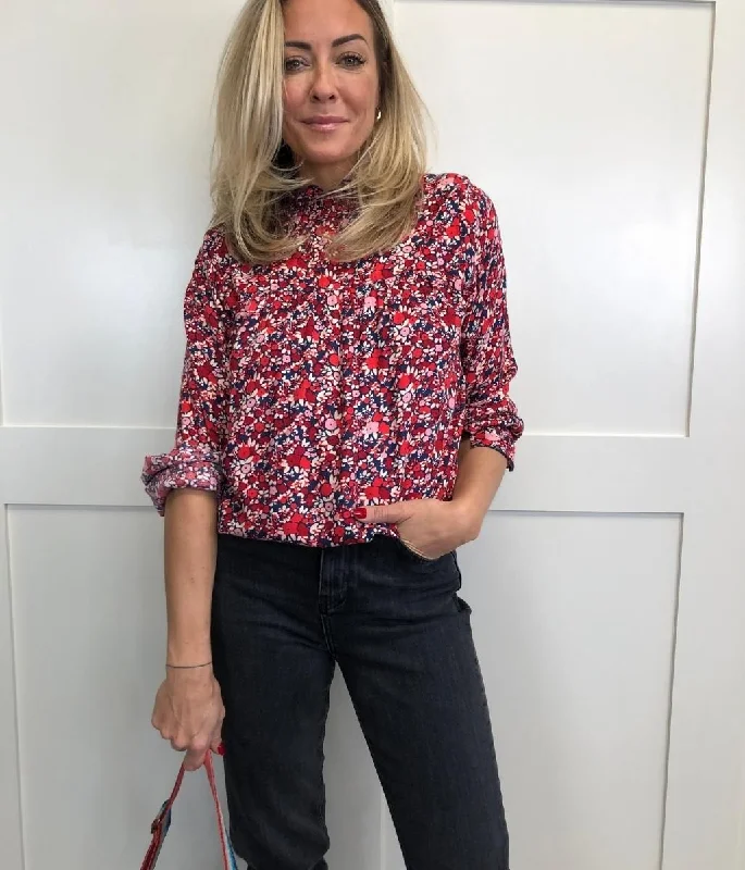 Brakeburn Berry Floral Blouse