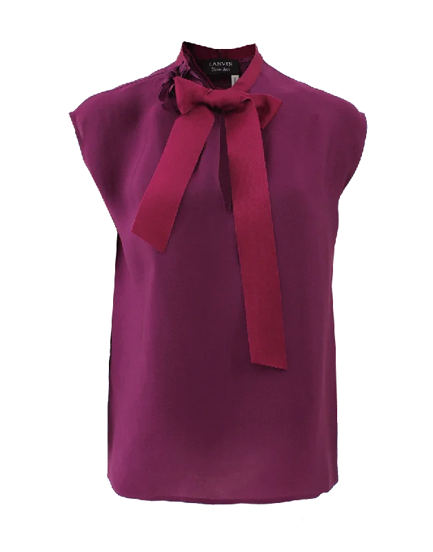 Grosgrain Tie Neck Blouse