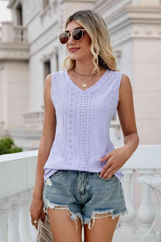 Eyelet V-Neck Tank