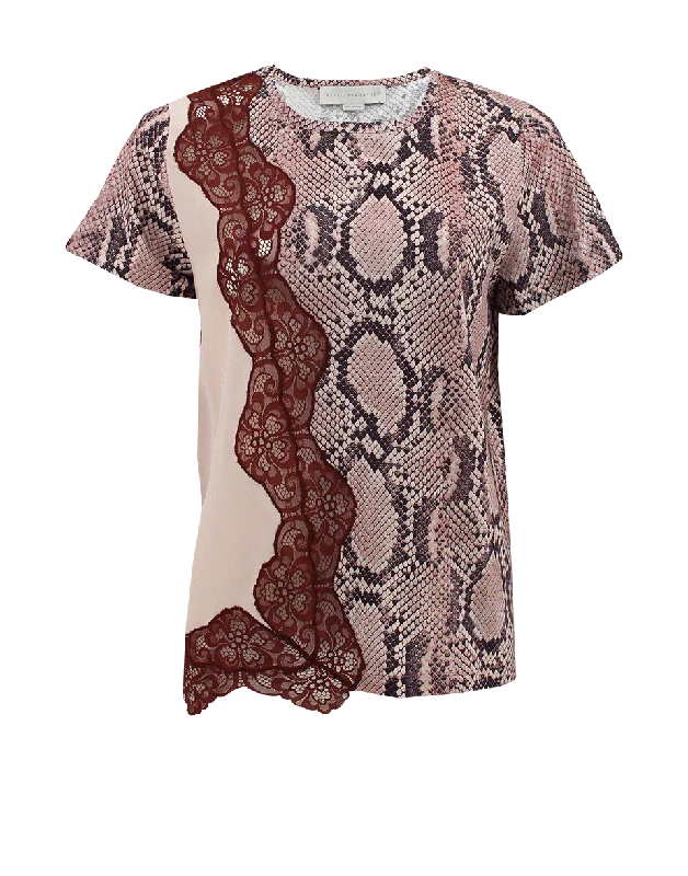 Mixed Snake And Lace T-Shirt