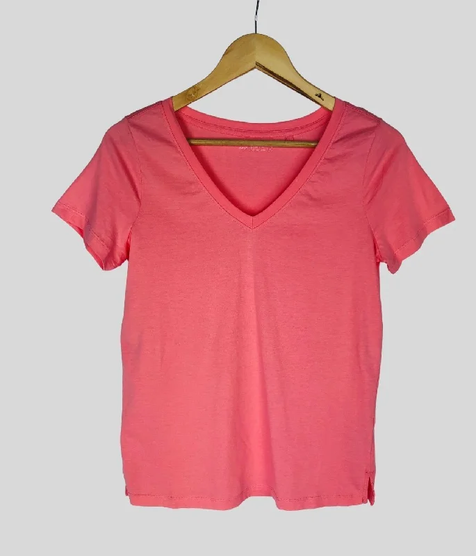 Fluro Pink V Neck T Shirt-10 Colours