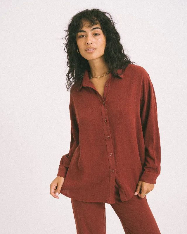 TILTIL Britt Blouse Linen Cherry Red