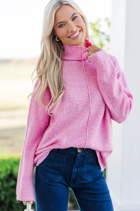 Hear It All Pink Mock Neck Sweater