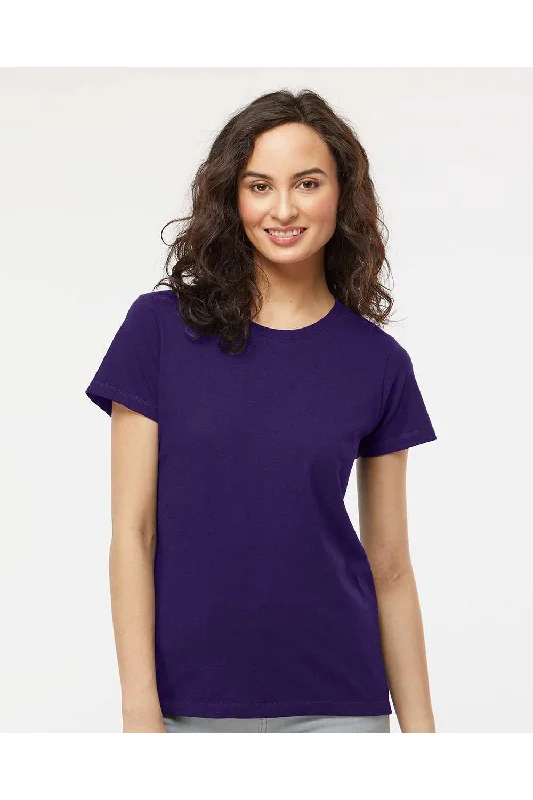 M&O Womens Gold Soft Touch Short Sleeve Crewneck T-Shirt - Purple