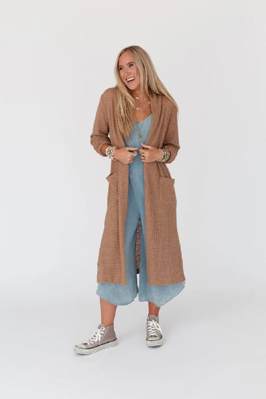 The Nest Jayde Waffle Knit Cardigan - Taupe