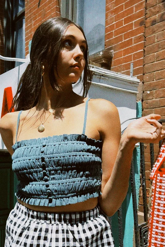 LOU SMOCKED CROP TANK