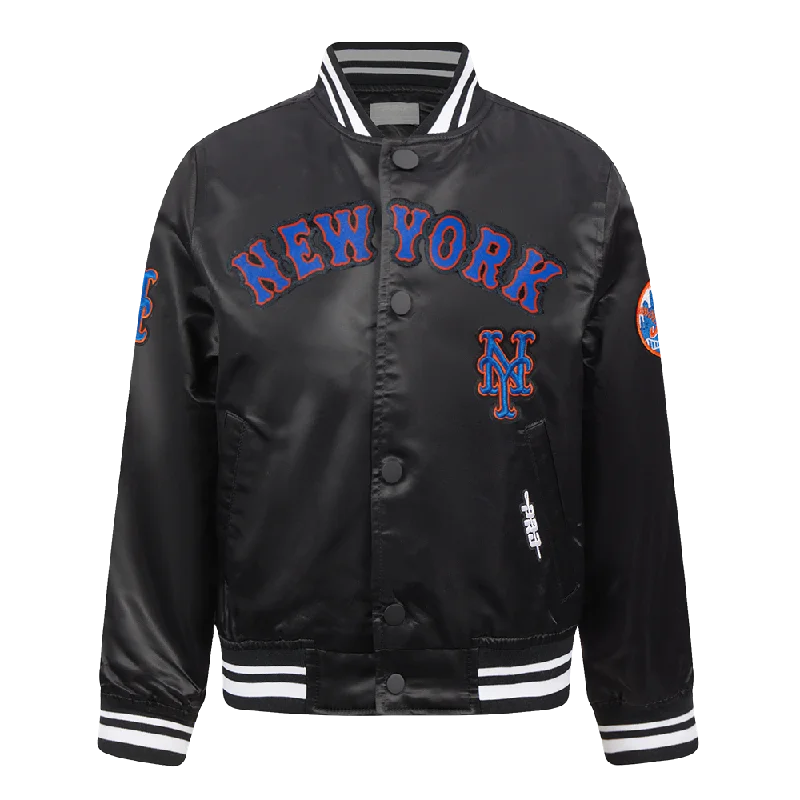 NEW YORK METS CLASSIC LITTLE BOYS SATIN JACKET (BLACK)