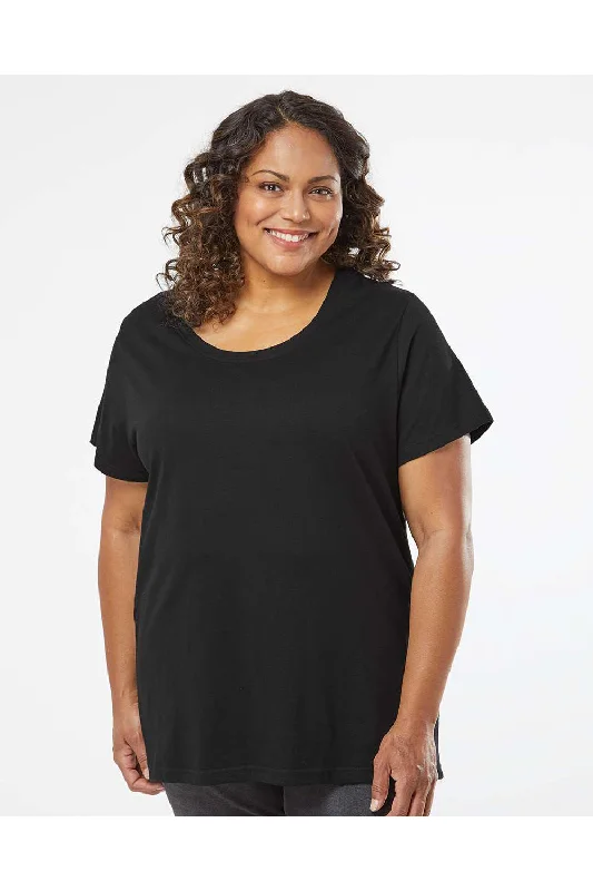 LAT Womens Curvy Collection Fine Jersey Short Sleeve Crewneck T-Shirt - Blended Black